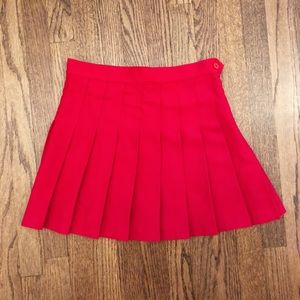 American Apparel Red Pleat Gabardine Tennis Skirt